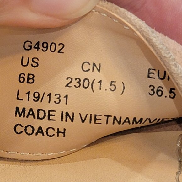 COACH Serena C-Buckle Suede Platform Sandals G4902 Beechwood Tan - Picture 16 of 16